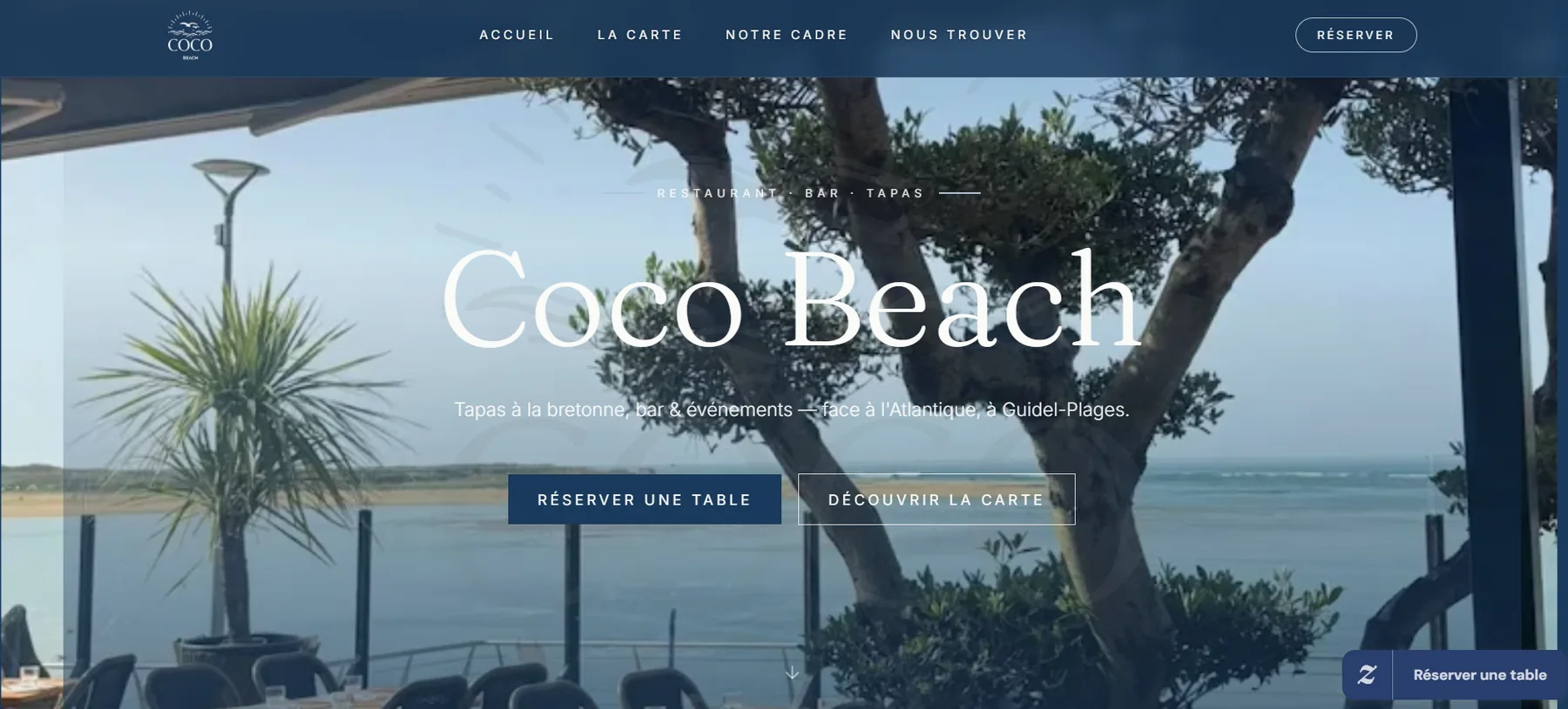 Aperçu du site Coco Beach Guidel créé par Kitello